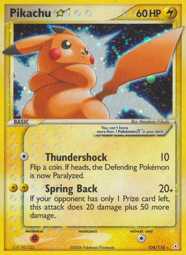 Pikachu Star Pokemon card #104/110 from Holon Phantoms