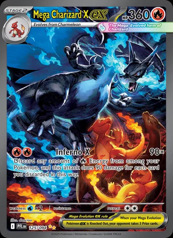 Mega Charizard X ex Pokemon card #125/94 from Phantasmal Flames