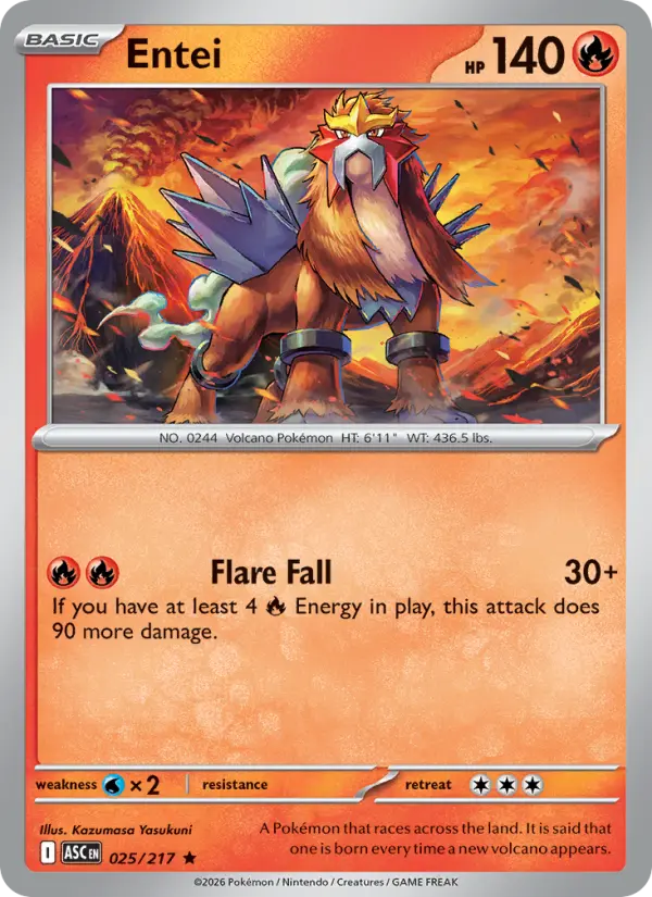 Entei Pokemon card #025/217 from Ascended Heroes