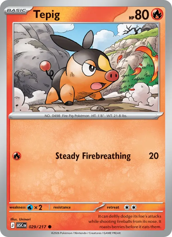Tepig Pokemon card #029/217 from Ascended Heroes