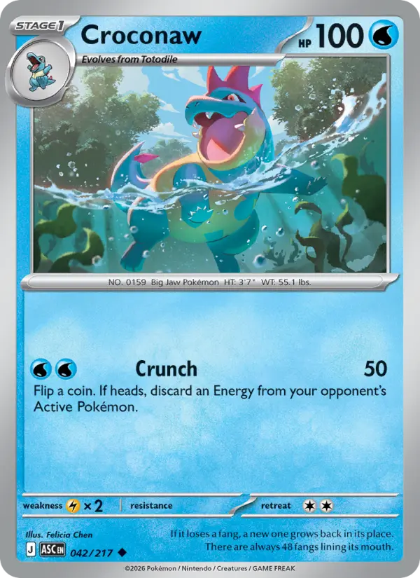 Croconaw Pokemon card #042/217 from Ascended Heroes