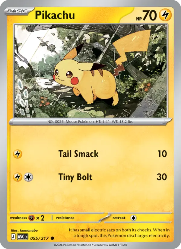 Pikachu Pokemon card #055/217 from Ascended Heroes