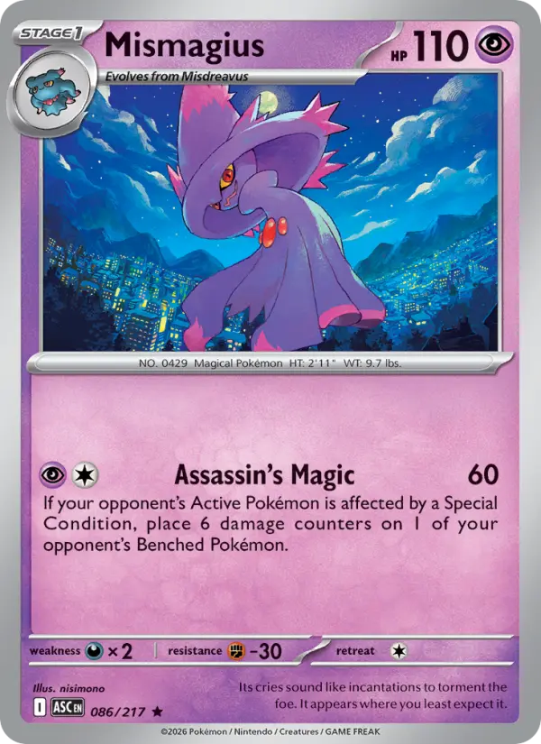 Mismagius Pokemon card #086/217 from Ascended Heroes