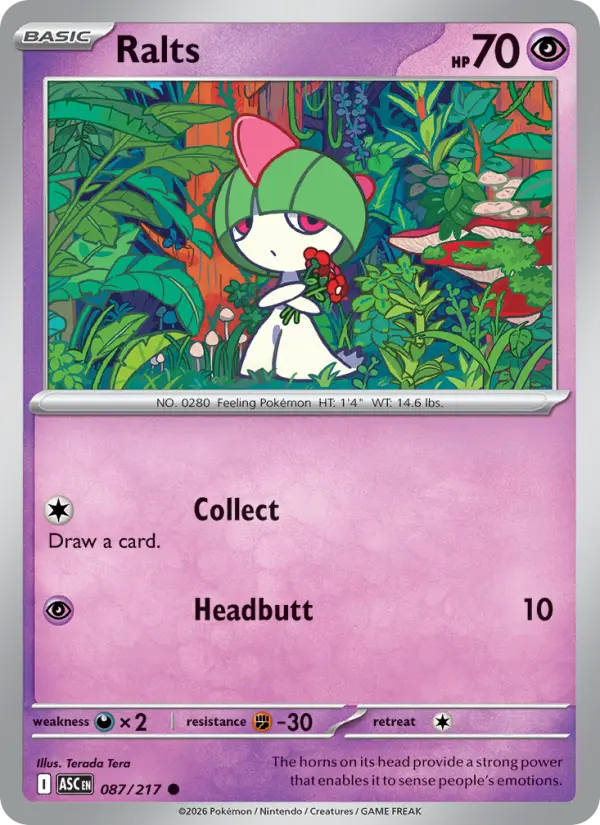 Ralts Pokemon card #087/217 from Ascended Heroes