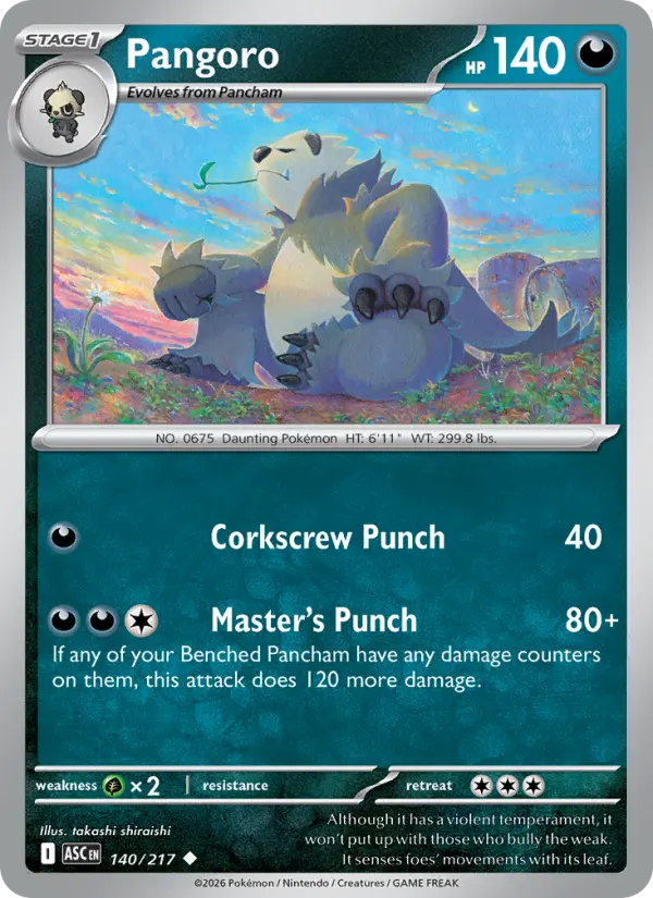 Pangoro Pokemon card #140/217 from Ascended Heroes
