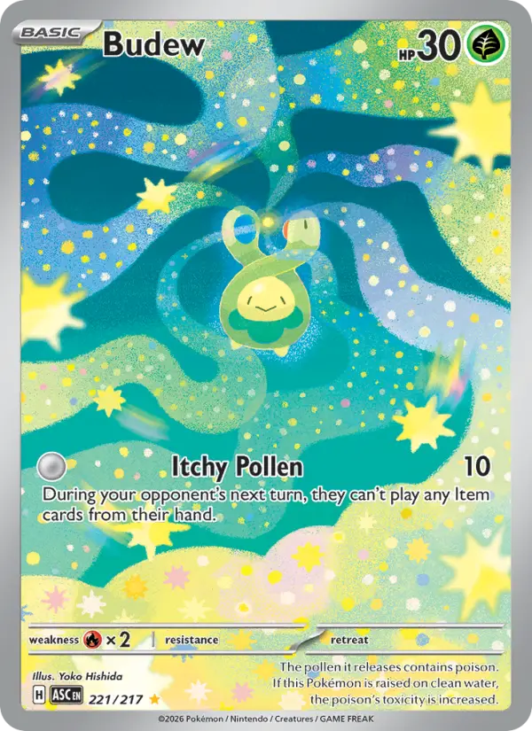 Budew Pokemon card #221/217 from Ascended Heroes