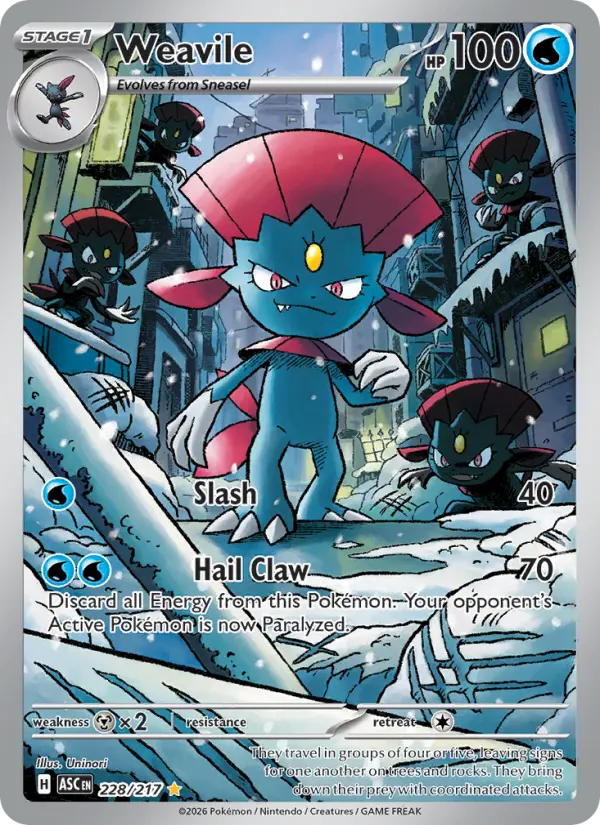 Weavile Pokemon card #228/217 from Ascended Heroes