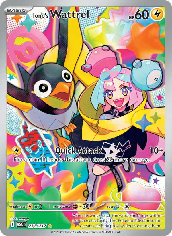 Iono's Wattrel Pokemon card #231/217 from Ascended Heroes