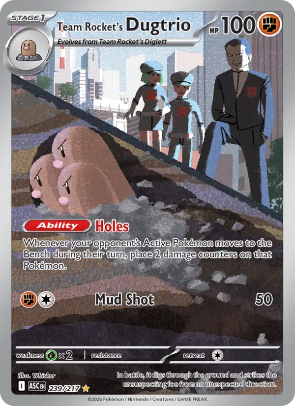 Team Rocket's Dugtrio Pokemon card #239/217 from Ascended Heroes