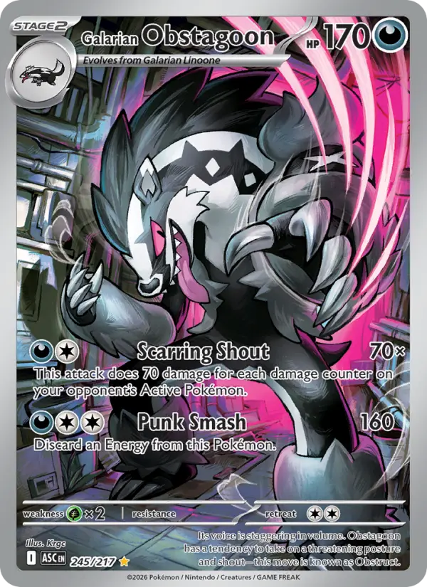 Galarian Obstagoon Pokemon card #245/217 from Ascended Heroes