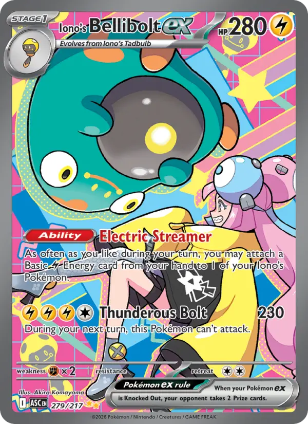 Iono's Bellibolt ex Pokemon card #279/217 from Ascended Heroes