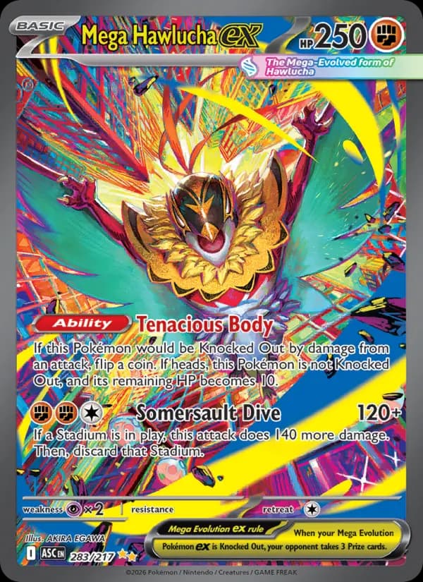 Mega Hawlucha ex Pokemon card #283/217 from Ascended Heroes
