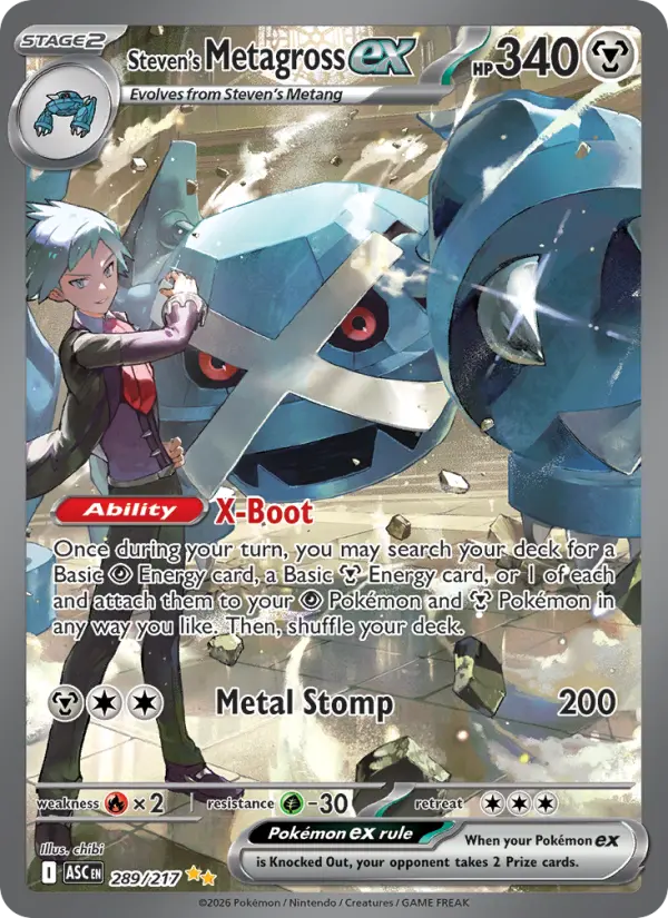 Steven's Metagross ex Pokemon card #289/217 from Ascended Heroes