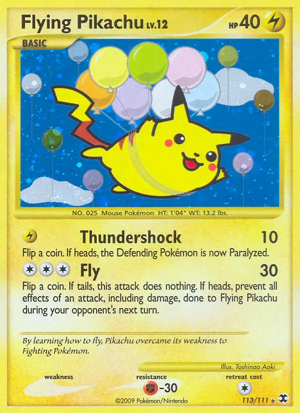 Flying Pikachu Pokemon card #113/111 from Rising Rivals