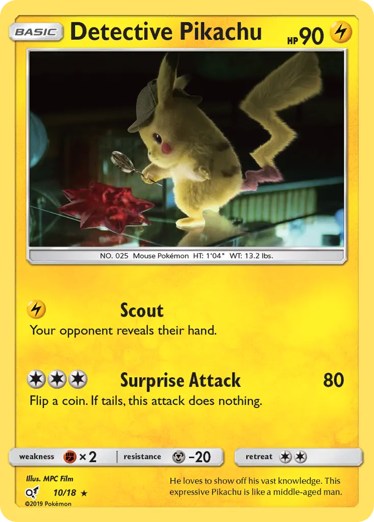 Detective Pikachu Pokemon card #10/18 from Detective Pikachu