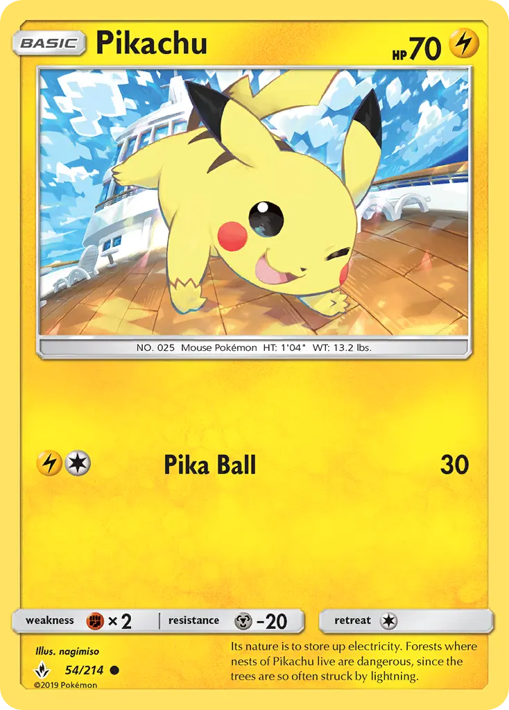 Pikachu Pokemon card #54/214 from Unbroken Bonds