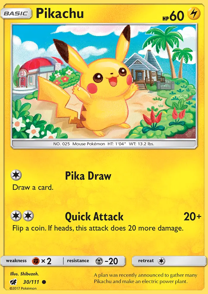 Pikachu Pokemon card #30/111 from Crimson Invasion