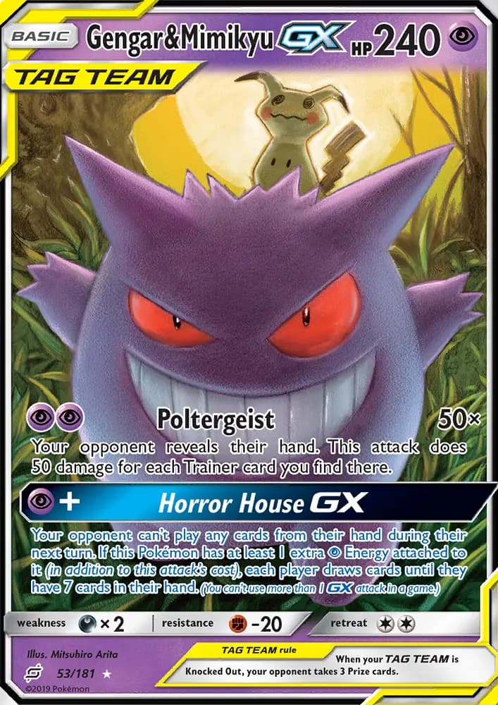 Gengar & Mimikyu GX Pokemon card #53/181 from Team Up