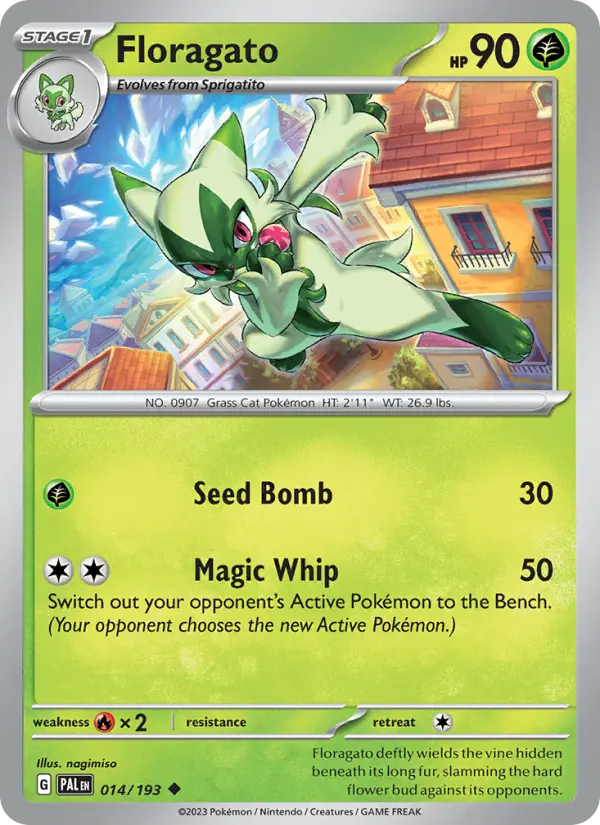 Floragato Pokemon card #014/193 from Paldea Evolved