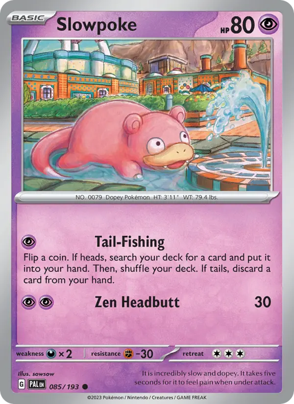 Slowpoke Pokemon card #085/193 from Paldea Evolved