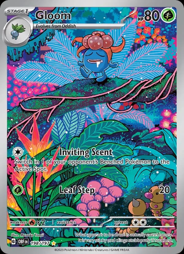 Gloom Pokemon card #198/197 from Obsidian Flames