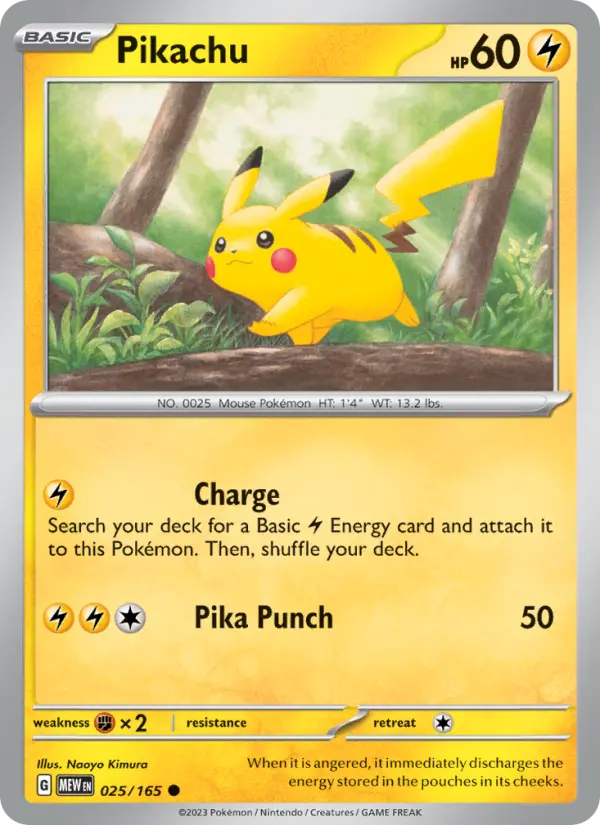 Pikachu Pokemon card #025/165 from 151