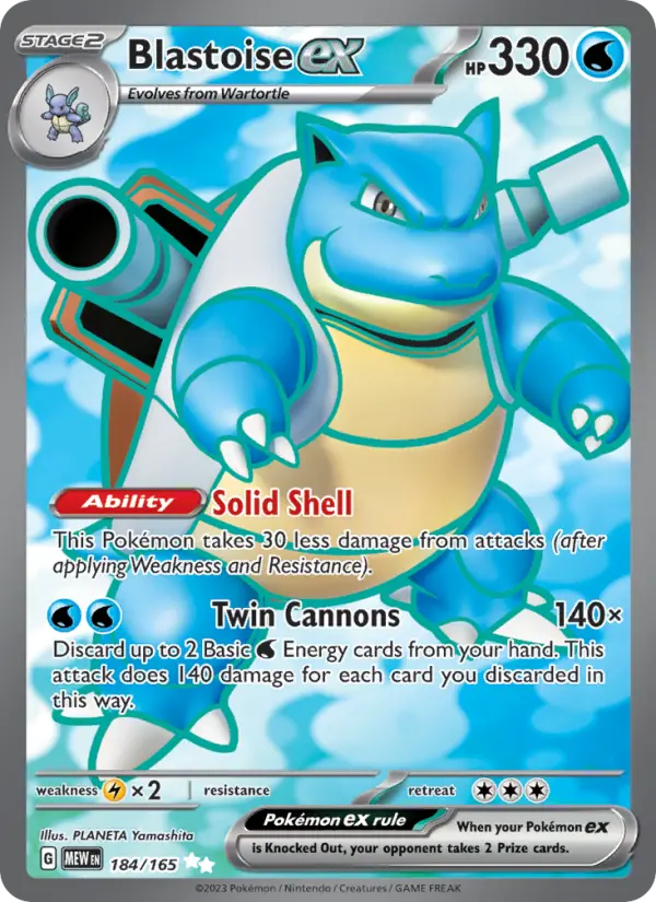Blastoise ex Pokemon card #184/165 from 151