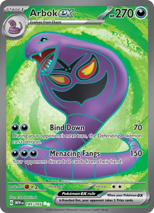 Arbok ex Pokemon card #185/165 from 151