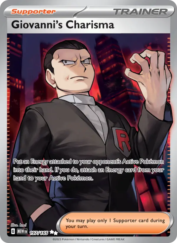 Giovanni's Charisma Pokemon card #197/165 from 151