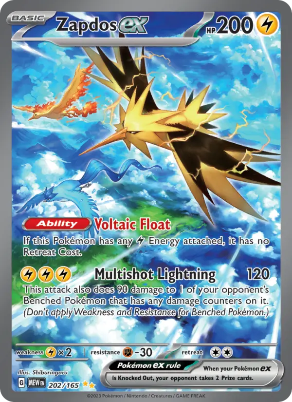 Zapdos ex Pokemon card #202/165 from 151