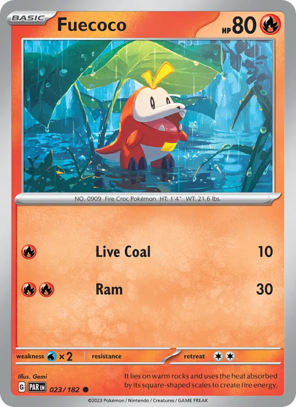 Fuecoco Pokemon card #023/182 from Paradox Rift