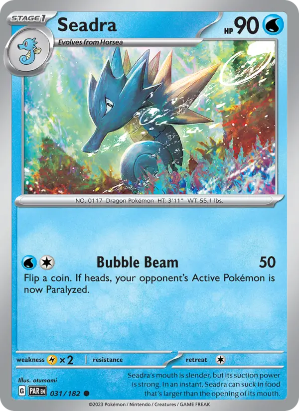 Seadra Pokemon card #031/182 from Paradox Rift