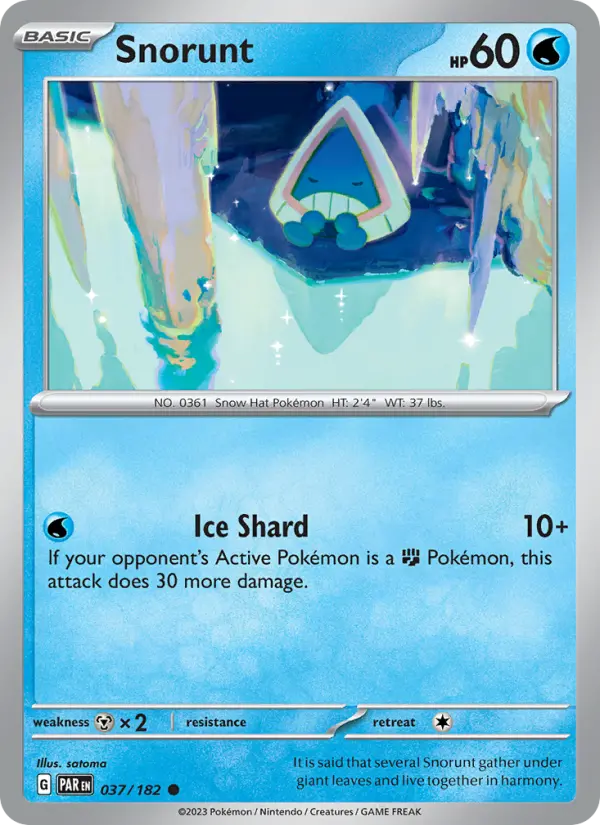 Snorunt Pokemon card #037/182 from Paradox Rift