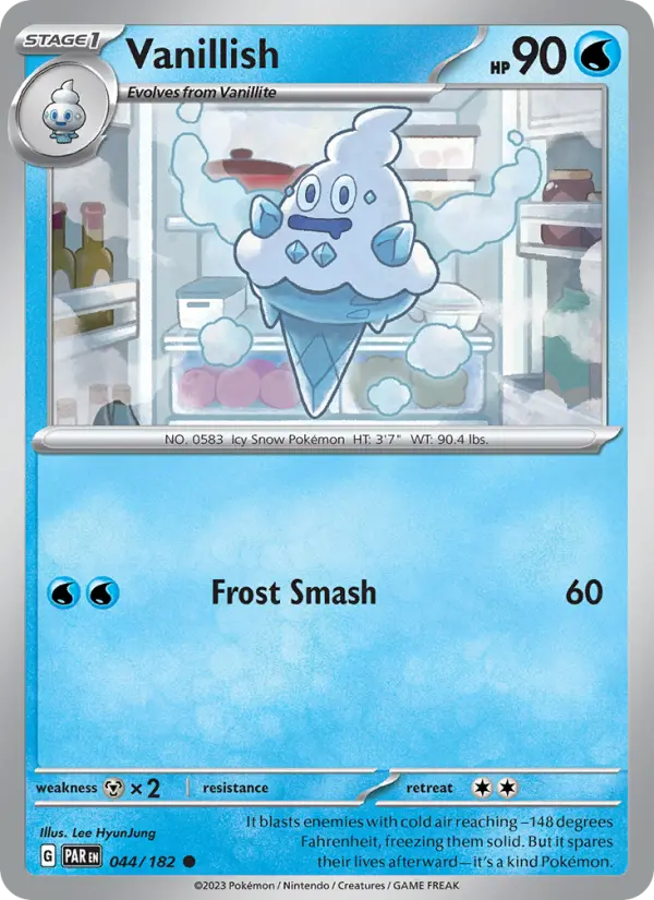 Vanillish Pokemon card #044/182 from Paradox Rift