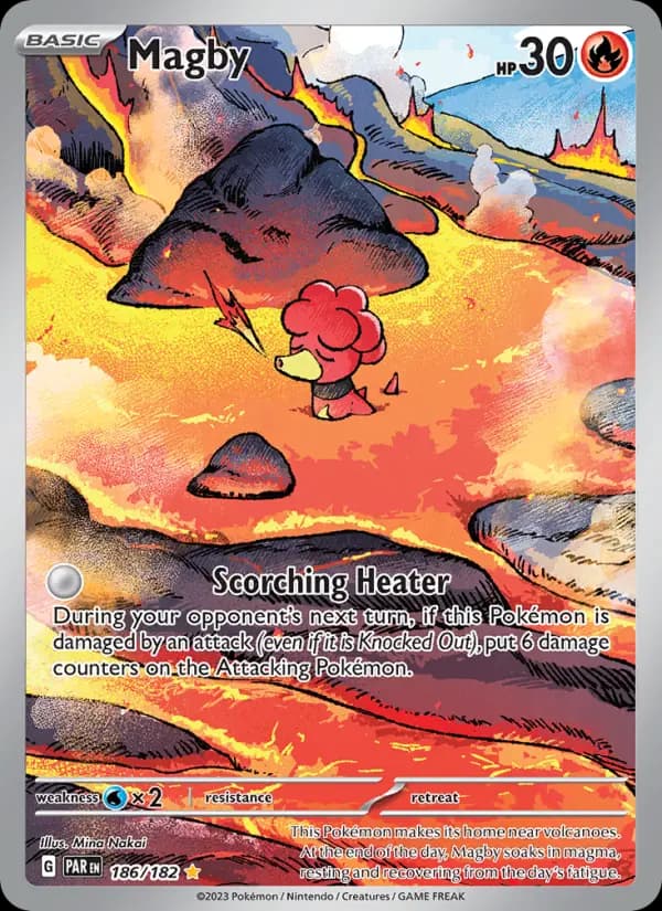 Magby Pokemon card #186/182 from Paradox Rift