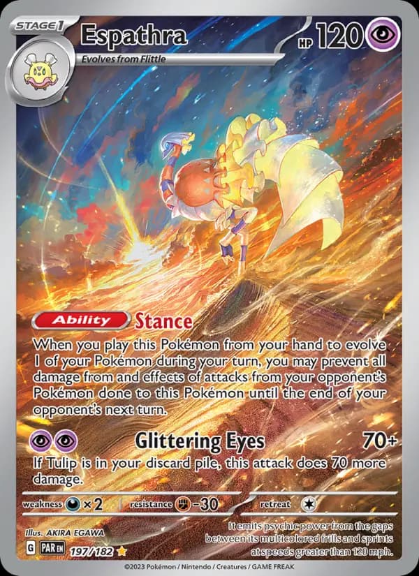 Espathra Pokemon card #197/182 from Paradox Rift