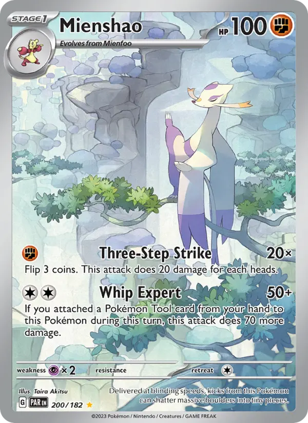 Mienshao Pokemon card #200/182 from Paradox Rift