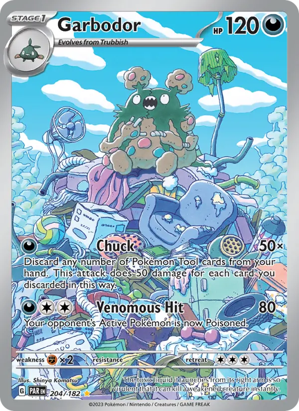 Garbodor Pokemon card #204/182 from Paradox Rift