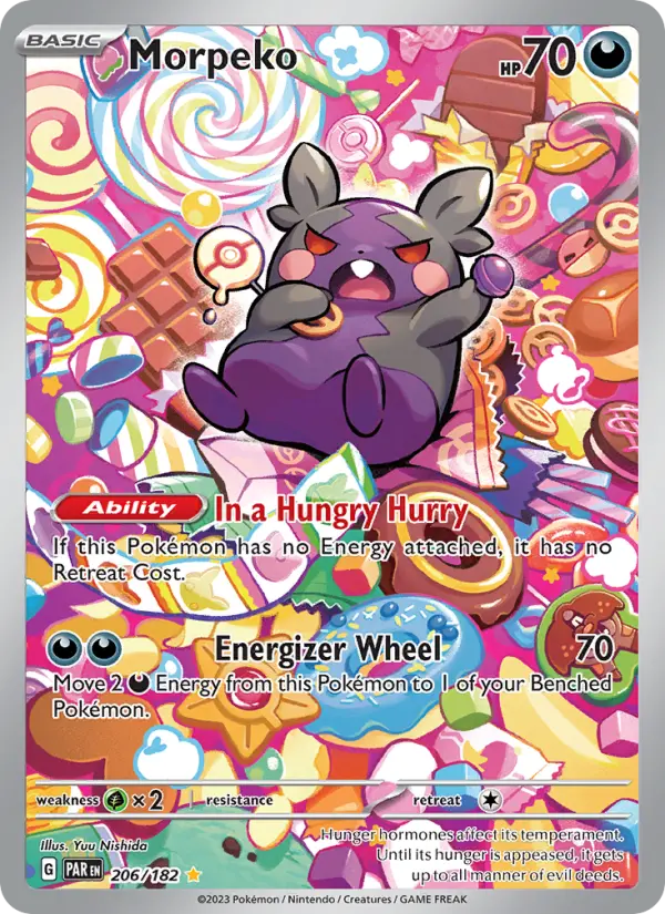 Morpeko Pokemon card #206/182 from Paradox Rift