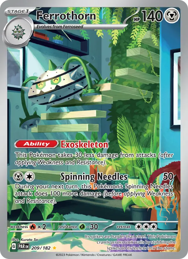 Ferrothorn Pokemon card #209/182 from Paradox Rift