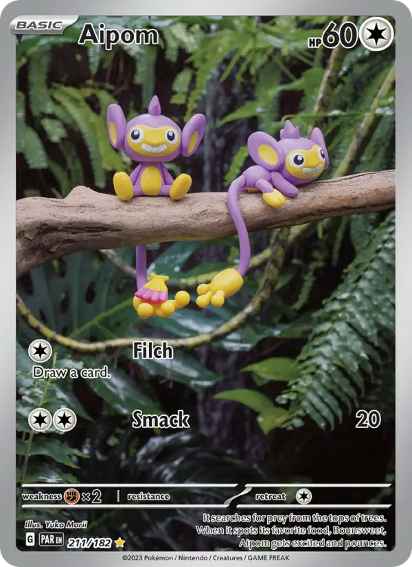 Aipom Pokemon card #211/182 from Paradox Rift