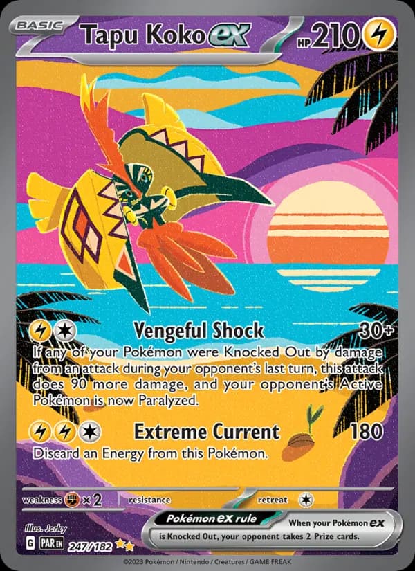 Tapu Koko ex Pokemon card #247/182 from Paradox Rift