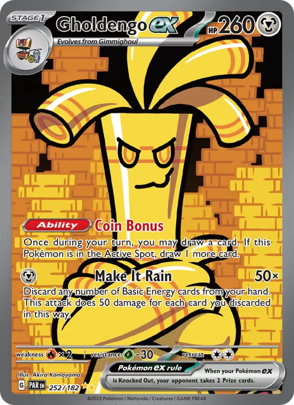 Gholdengo ex Pokemon card #252/182 from Paradox Rift