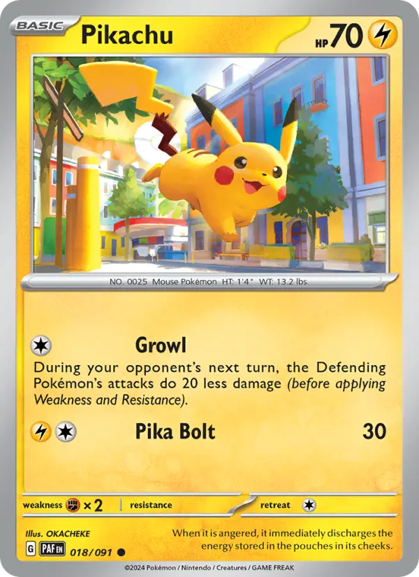 Pikachu Pokemon card #018/91 from Paldean Fates