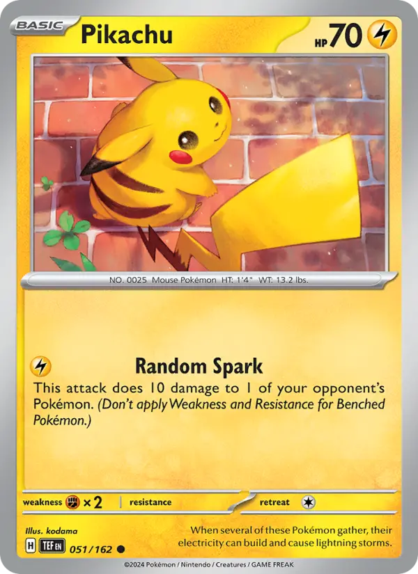 Pikachu Pokemon card #051/162 from Temporal Forces