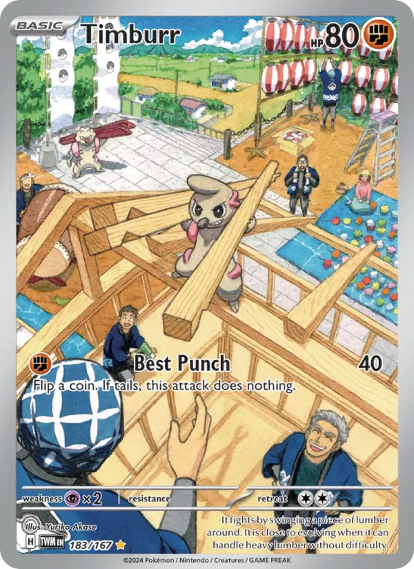 Timburr Pokemon card #183/167 from Twilight Masquerade