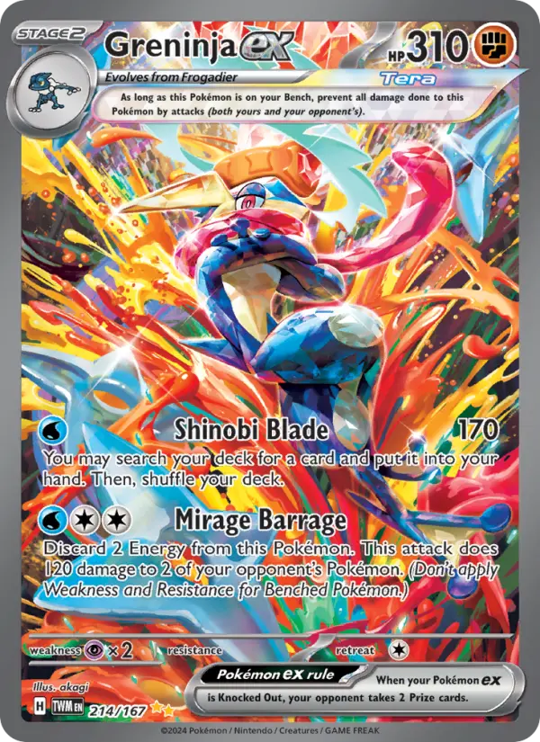 Greninja ex Pokemon card #214/167 from Twilight Masquerade