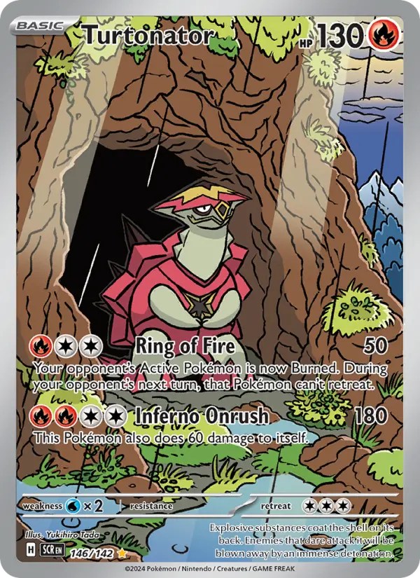 Turtonator Pokemon card #146/142 from Stellar Crown