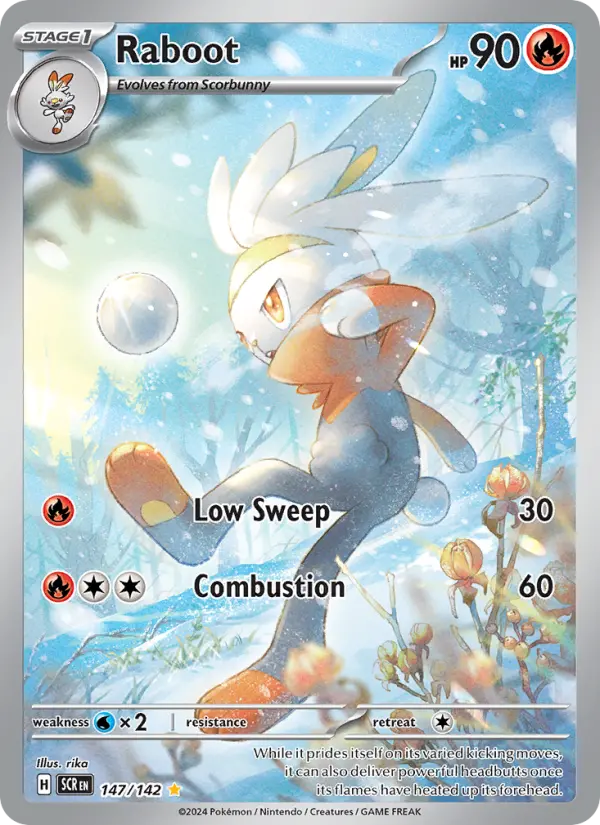 Raboot Pokemon card #147/142 from Stellar Crown