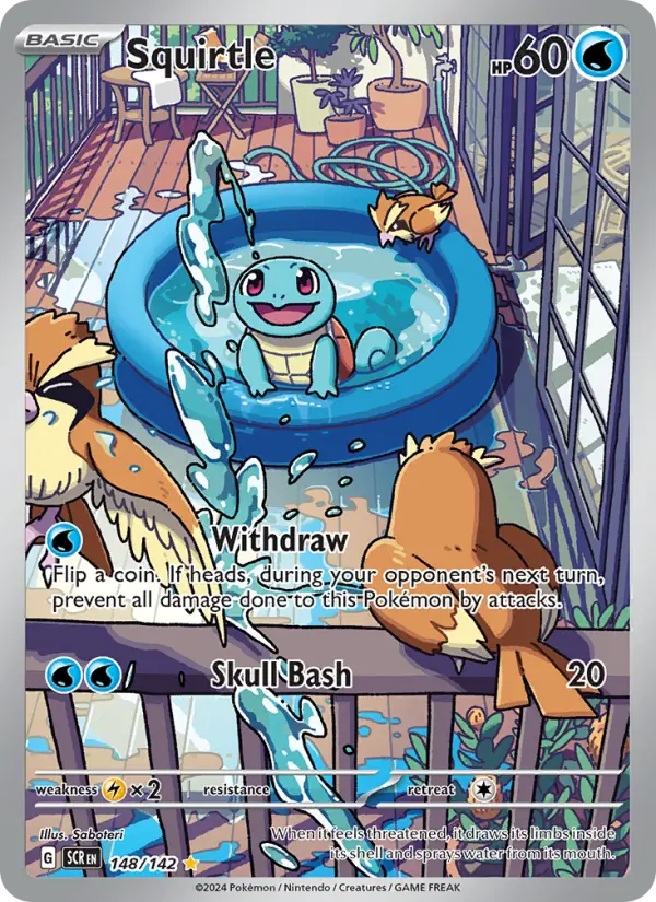 Squirtle Pokemon card #148/142 from Stellar Crown